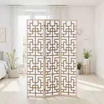 Homestyle4U Kambario pertvara, Shoji 3 dalių, 120x2x170 cm, natūrali ruda balta