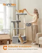 Songmics Kačių draskyklė su dideliu nameliu ir žaidimų aikštelėmis, 140,7 cm
