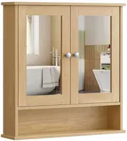 Songmics Spintelė su veidrodžiais 2 durų ir atvira lentyna 13x56,5x58,5 cm
