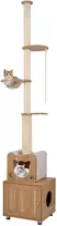 Promotions Katės draskyklė, nuo grindų iki lubų reguliuojamo aukščio su kraiko dėžės spinta, 67.3x44.5x256.5-275.6 cm, ruda
