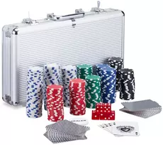 Relaxdays Pokerio dėklas su 300 lazerinių pokerio žetonų