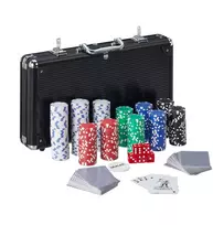 Relaxdays Pokerio rinkinys, 26x39x6,5 cm, sidabrinis