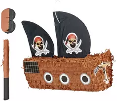 Relaxdays Pinjatos rinkinys: piratų laivas, lazda ir kaukė