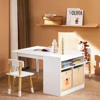 Vaikiškas stalas ir kėdžių komplektas, SoBuy KMB113-W, 90x60x53 cm, baltas