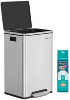 Songmics Šiukšliadėžė su dangčiu, 50 l, sidabrinė
