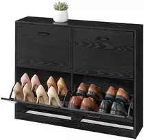 Songmics Batų spintelė su 4 durelėmis 24x105,5x82,7 cm juoda