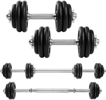 Songmics Hanteliai, 2 x 15 kg ketaus hantelių rinkinys, reguliuojamas