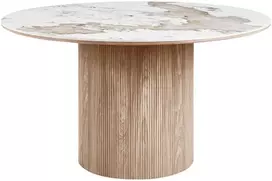 House Nordic Valgomojo stalas Athens 140x140x76 cm baltas rudas, keramika