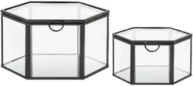 House Nordic Laikymo dėžutė, stiklas/metalas, 11x11x6 cm, skaidri/juoda