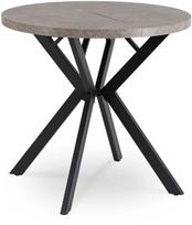 Dilan išskleidžiamas apvalus stalas, 80–160 cm, betono spalvos/juodas, lofto stiliaus