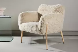 Venture Design Fotelis Zenzi 50x50x45 cm Smėlio spalvos dirbtinis kailis