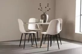 Venture Design Valgomojo komplektas Lycke valgomojo stalas su Polar valgomojo kėdė 110 cm smėlio spalvos MDF