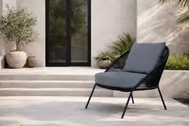 Venture Design Lounge kėdė Lindos 52x60 cm Juoda poliesterio virvė