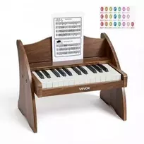 VEVOR Vaikiška medinė pianino klaviatūra, edukacinis muzikinis žaislas, 25 klavišai riešutmedžio, vaikiškas medinis pianinas, mini skaitmeninis pianinas vaikams