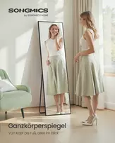 Songmics 150 x 40 cm viso kūno veidrodis su tvirtu rėmu, skirtas moderniems kambariams