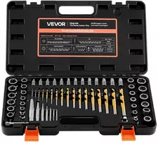 VEVOR 65 dalių varžtų išsukėjų ir grąžtų rinkinys, Cr-Mo plieno varžtų išėmimo komplektas su adapteriais ir dėklu, sulūžusių detalių išsukimo įrankiai, profesionalus serviso rinkinys