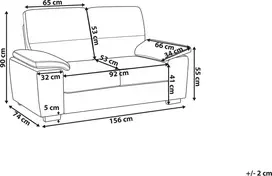 Beliani 2 vietų sofa VOGAR dirbtinė oda, juoda