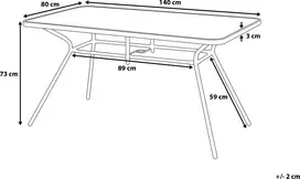 Beliani Sodo stalas LIVO 140 cm 80 cm stiklinis juodas