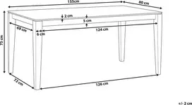 Beliani Valgomojo stalas CEDAR tamsaus riešutmedžio spalvos 135 cm 80 cm