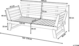 Beliani Sodo suoliukas su pagalve PORTICI 210 cm Eukalipto mediena Tamsiai ruda / smėlio pilka