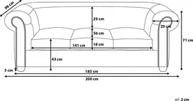 Beliani 3 vietų sofa CHESTERFIELD šviesiai žalia