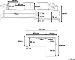 Beliani Kampinė sofa 4 asmenims OSLO, Natūrali oda, Juoda, Kairinė