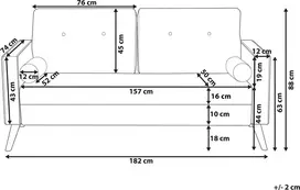 Beliani Dvivietė sofa KALMAR, jūros mėlynumo