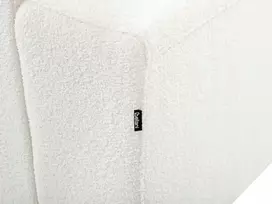 Beliani 4-vietė kampe sofa LUNGO Boucle, balta su otomanu, dešininė