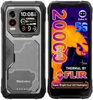 Blackview XPLORE 1 PRO Rugged Phone 5G 6.78 inch FHD 2.4k 2460x1080 120Hz + 2.01 inch 296x240 12/256Gb MT 7050 Octa-Core 2.4GHz 50MP Front 64+20MP Rear Cam Termal Imaging+Night Vision NFC 20000mAh MIL-STD-810H Android 15 Juodas