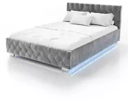 Juskys Čiužinys lova Nizza 140x200 cm su talpa ir LED apšvietimu tamsiai pilka