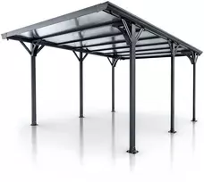 Juskys Automobilių stoginė su plokščiu stogu 5x3 m tamsiai pilka