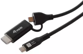 Equip 128437 vaizdo kabelio adapteris 3 m C tipo USB HDMI + USB Type-C Juoda