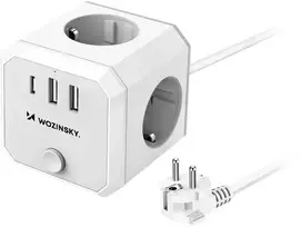 Wozinsky WKZ-3B Power Cube 4x AC 2x USB-A 1x USB-C 4000 W su 1,8 m laidu - Baltas