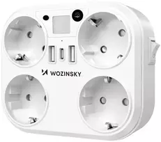 Wozinsky WRS-2B 4x AC 2x USB-A 2x USB-C 4000 W tinklo skirstytuvas su lempa - Baltas
