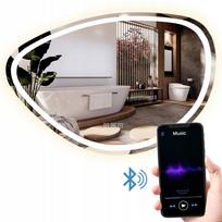 Asimetriškas vonios veidrodis su LED apšvietimu FOG, Bluetooth, 70x100 cm
