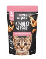 PAN MIĘSKO Gabaliukai padaže Vištiena su triušiu drėgnas maistas kačiukams 85g