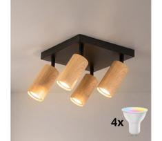 BRILAGI - LED RGBW dimeriuojamas taškinis šviestuvas SELE SQUARE 4xGU10/6,5W/230V juoda/ąžuolas