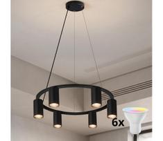 BRILAGI - LED RGBW dimeriu reguliuojama pakabinama liustra ant troselio SELE 6xGU10/6,5W/230V juoda