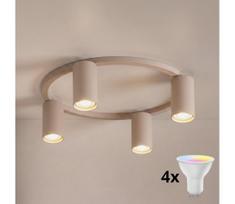 BRILAGI - LED RGBW dimeriuojamas lubų šviestuvas SELE 4xGU10/6,5W/230V smėlio spalvos