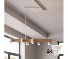 BRILAGI - LED RGBW reguliuojama liustra ant laido SELE 6xGU10/6,5W/230V balta/ąžuolas