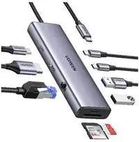 Hub USB-C Ugreen CM498, 3x USB, HDMI, VGA, RJ45, SD/TF, PD 100W