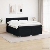 Lova su čiužiniu ir LED apšvietimu Juoda 160 x 200 cm Audinys