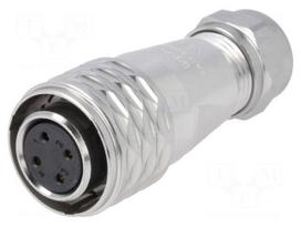 Connector: circular | plug | female | PIN: 4 | IP67 | SA16 | 5÷8mm | 5A | 500V