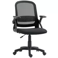 Kvėpuojanti tinklinė biuro kėdė, ergonomiška sukama kėdė su atlenkiamais porankiais ir juosmens atrama, juoda