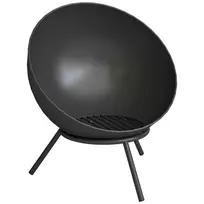 Lauko židinys 60 x 53 x 66 cm reguliuojamas, ugnies vieta su žarstekliu, anglies grotelėmis, stovu, juodas