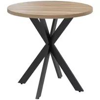 Apvalus valgomojo stalas 75 x 75 cm, modernus virtuvės stalas 2-4 asmenims, su voro formos koja, rudas