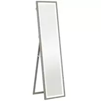 HOMCOM 40 x 160 cm viso veidrodis, pastatomas veidrodis su LED apšvietimu, 3 šviesos spalvos, sieninis veidrodis su jutikliniu valdymu, grindų veidrodis miegamajam, svetainei, pilkas