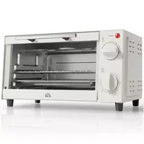 Mini Orkaitė 9L | Su Kepimo Skardomis, Grilio Lentyna, Reguliuojama Temperatūra 100–230 °C, 60 min Laikmatis, 750 W, Nerūdijantis Plienas, Kreminės Baltos Spalvos