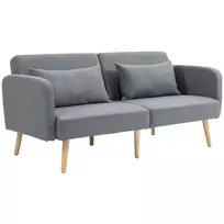 Sofa-lova, 2 vietų su lovos funkcija, 2 pagalvėlės, 170 x 83 x 80 cm, pilka
