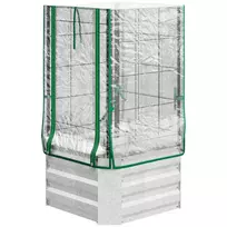 Pakeliamos lysvės rinkinys, dėžė su plastikiniu dangčiu ir grotelėmis vijokliniams augalams, 53x53x90cm